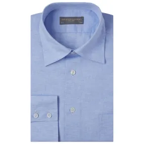 Shimmer Effect Travel Essential Aragon Pale Blue Cotton and Linen Oxford Shirt