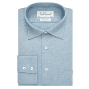 Aragon Pale Blue Cotton Cashmere Twill Shirt All Day Comfort Tech