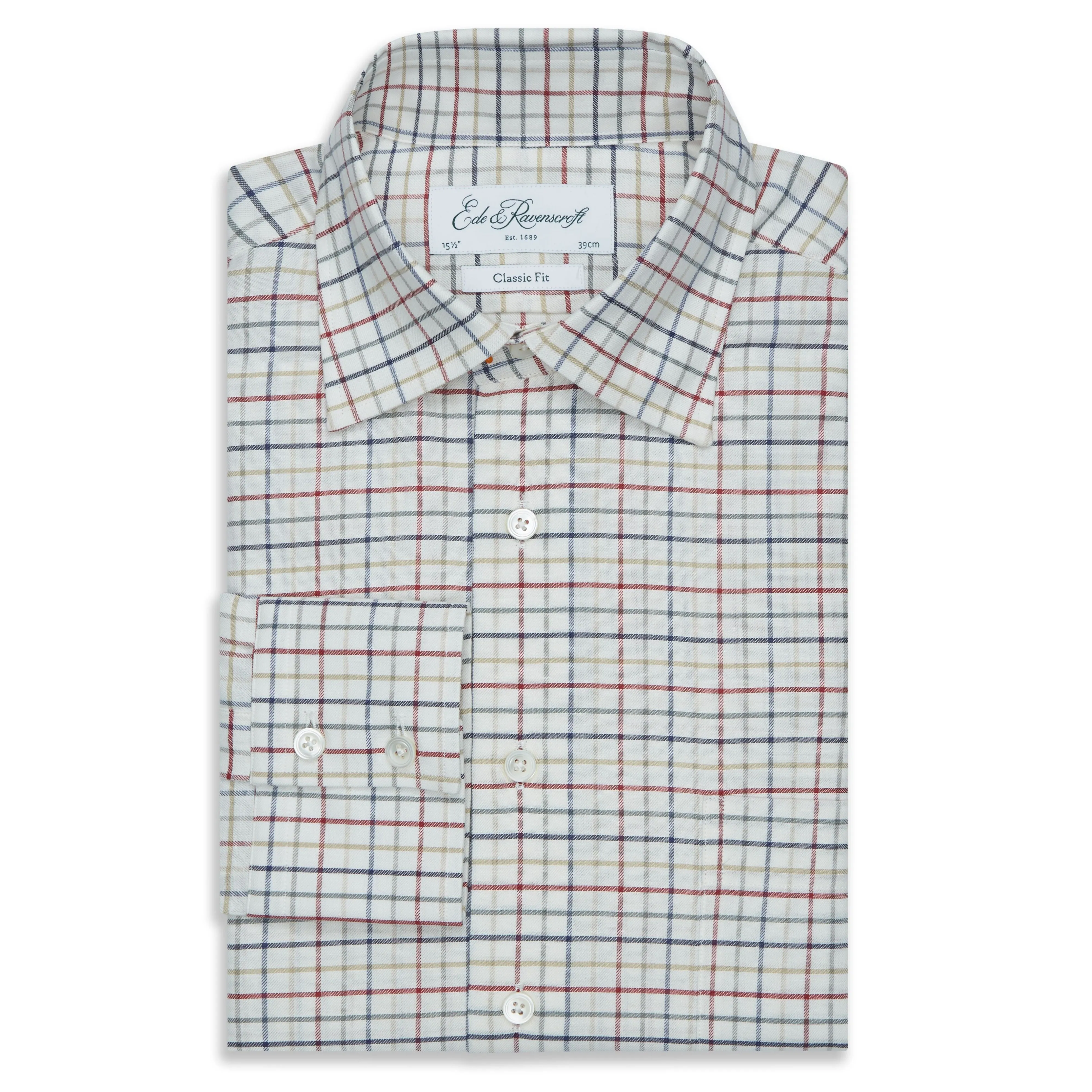 Aragon White Multi Gingham Shirt Round Collar checkered pattern