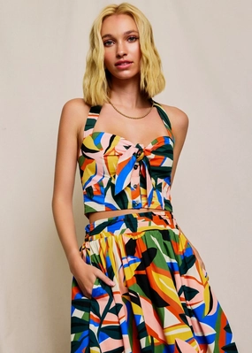 coastal region ASHTON TROPICAL CROPPED HALTER TOP