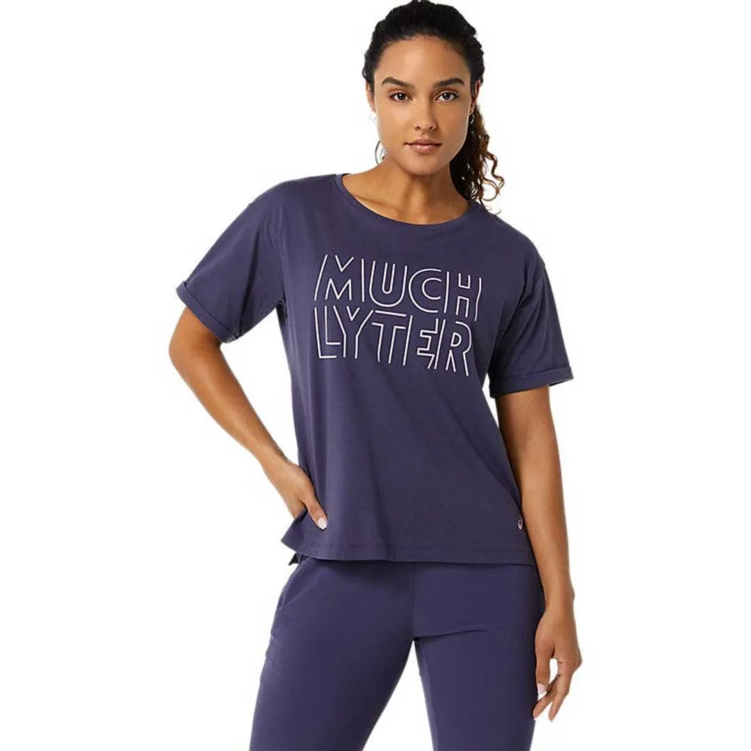 Asics - Women's Heritage Font Graphic T-Shirt (2032C263 501) Ergonomic Sleeve Shaping Easy Fit Piece