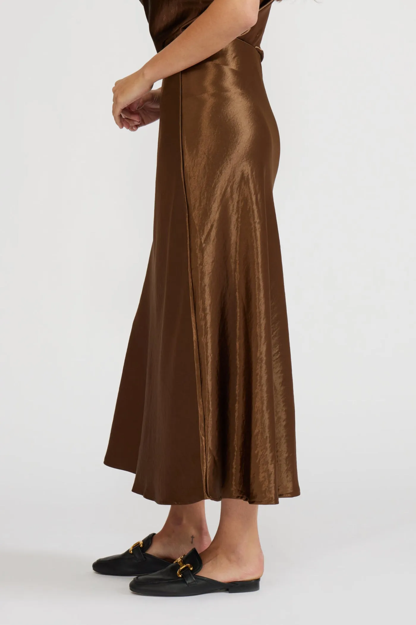 BARBARA MIDI SATIN SKIRT Neat Finish Weekend Vibes