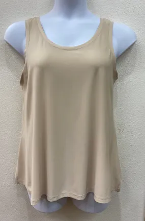 Beige V-Neck to Round Neck Reversible Tank Top QuickDry Textile UVProtectionCoating