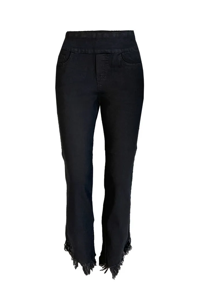 AllDayComfort work mode Black Pull On Frayed Jeans, by Ethyl