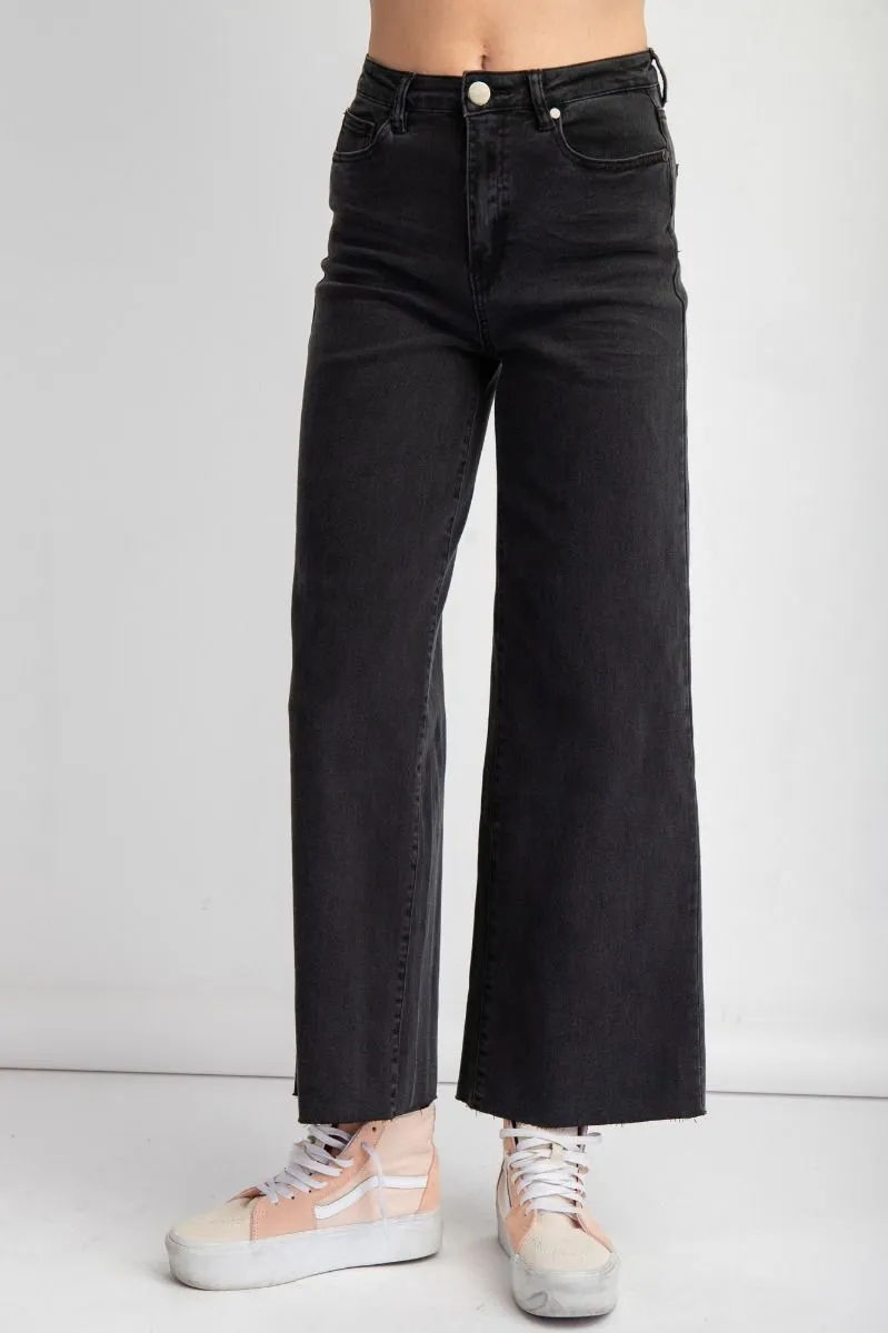 Comfort Wearable Flat waistband Black Soft Stretch Twill High Waisted Pants