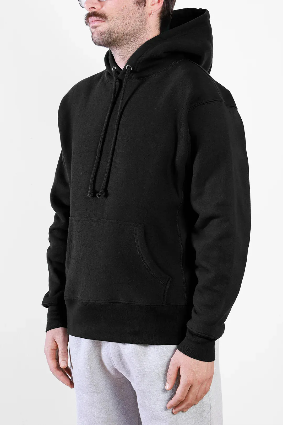 Reinforced Stress Points Off Duty Look Black Super Weight Hoodie