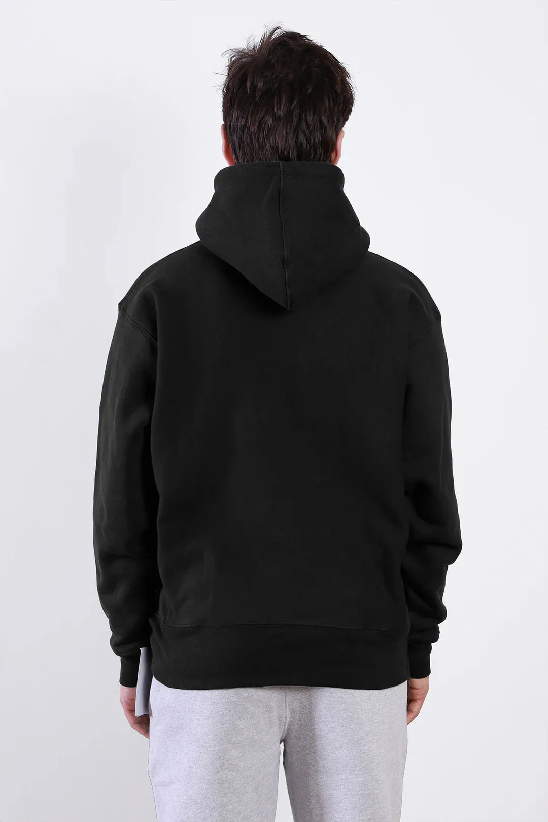 Black Super Weight Hoodie Low Impact Manufacturing Minimalist Button Placket
