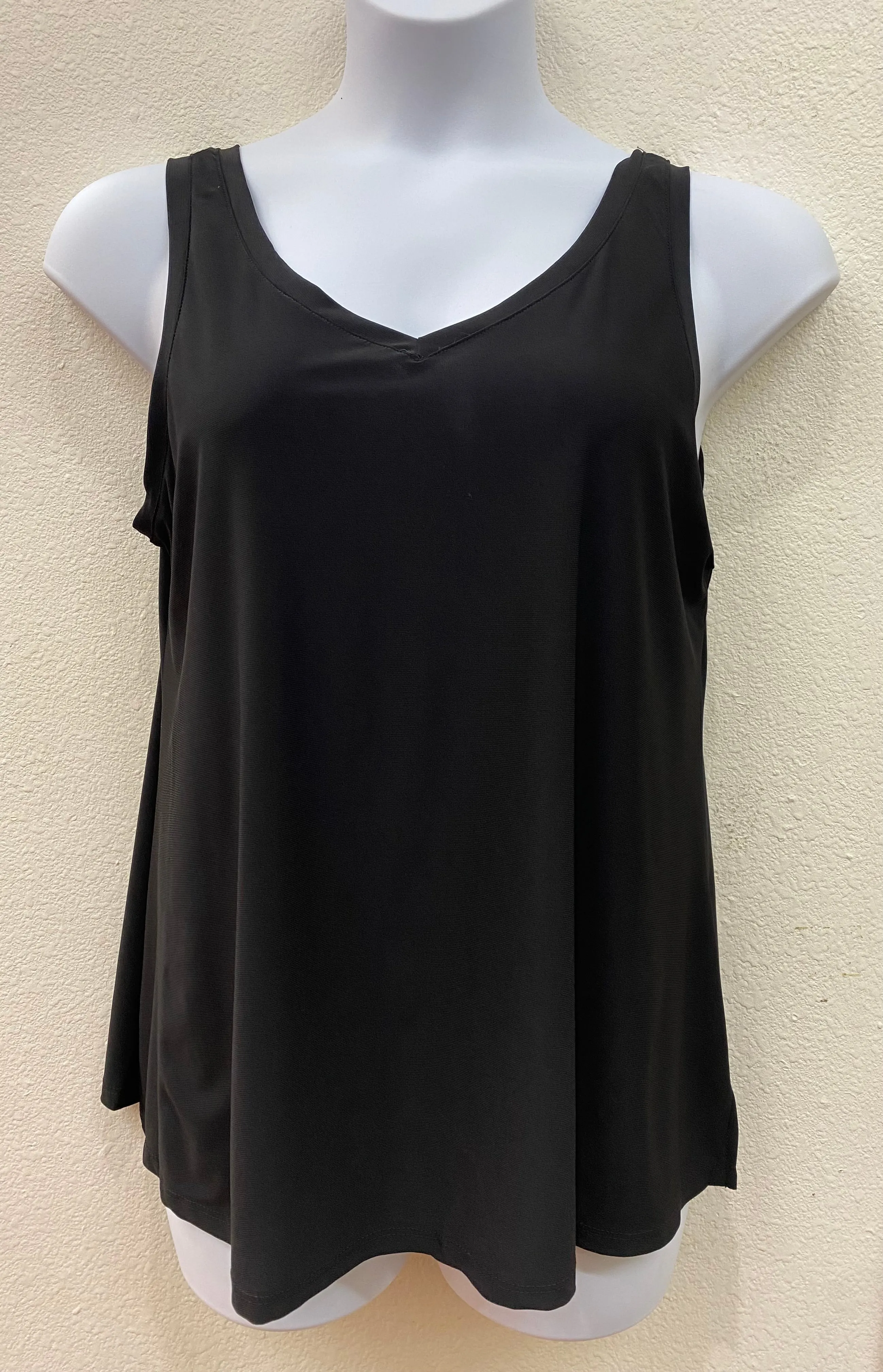 Formal Blouse Flexible Cuffs Black V-Neck to Round Neck Reversible Tank Top