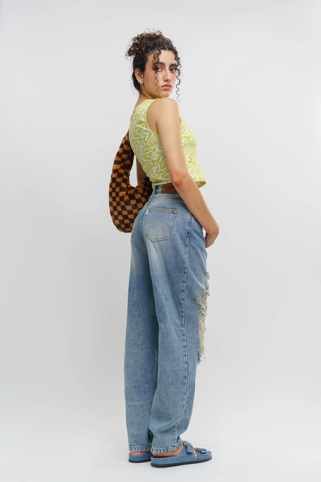 Blue Distress Women's Slouchy Jeans Shopping Day Outdoor Enthusiast Holiday Vibes Work Ready