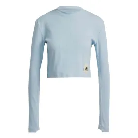 adidas - Women's Lounge Ribbed Crop Long Sleeve T-Shirt  (IJ8433) Breezy Layer Option Belted Style