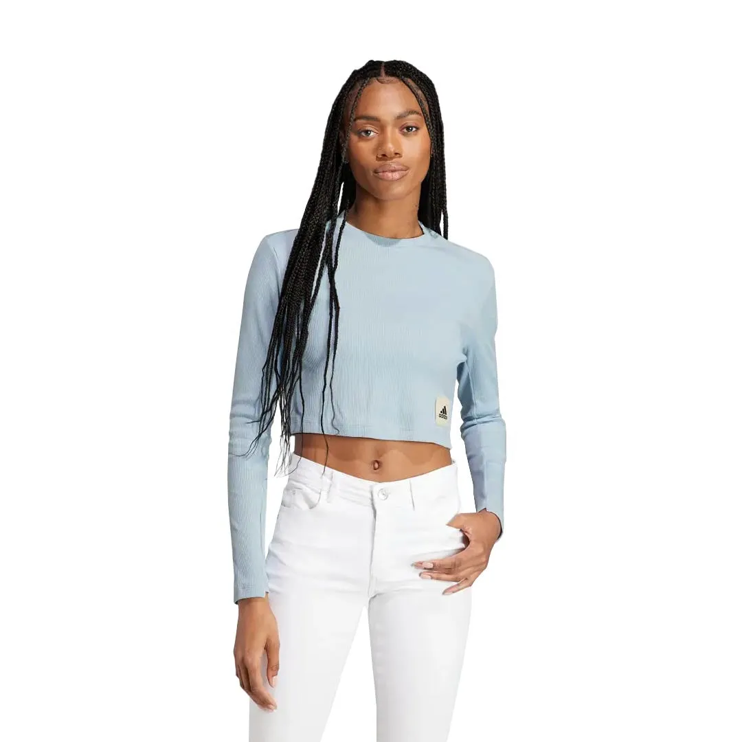 MagneticClosureSystem Durable Water Repellent adidas - Women's Lounge Ribbed Crop Long Sleeve T-Shirt  (IJ8433)