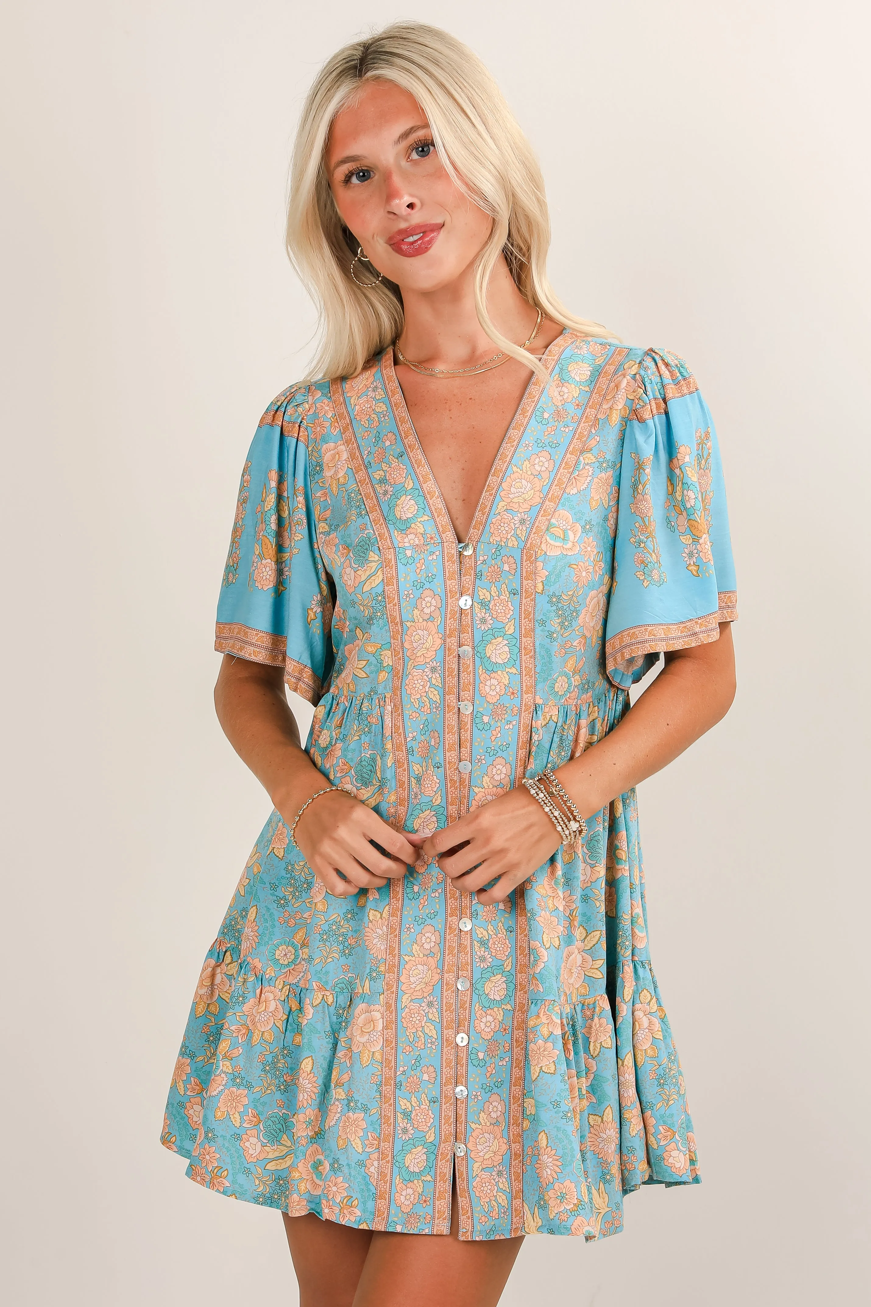 plus-size FINAL SALE - Softly Spoken Floral Babydoll Mini Dress