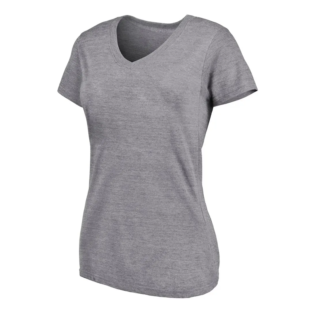 Breathable fabric tech Microfiber texture Women's Short Sleeve V-Neck T-Shirt (0423-W-SSVNECK-HTGRY)