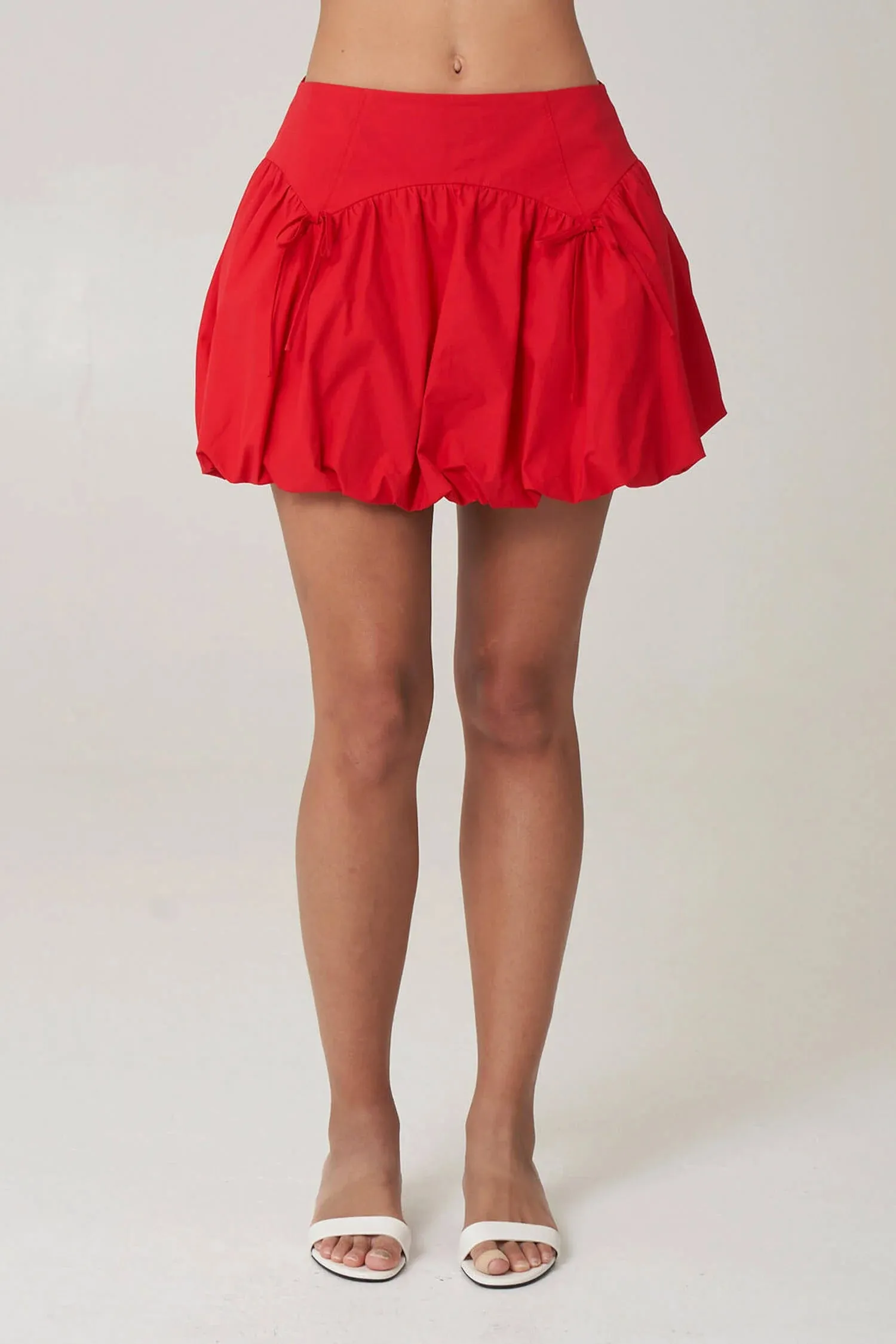 Red Rosie Bubble Mini Skirt Lightwear Look