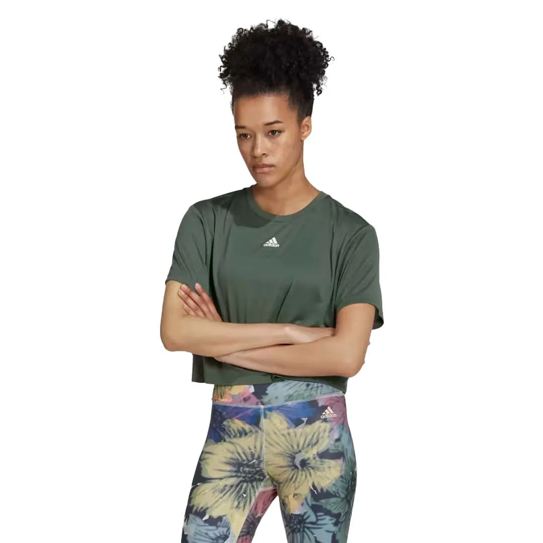 Non Restrictive Armholes adidas - Women's Aeroready Studio Loose Crop T-Shirt (HM8718)