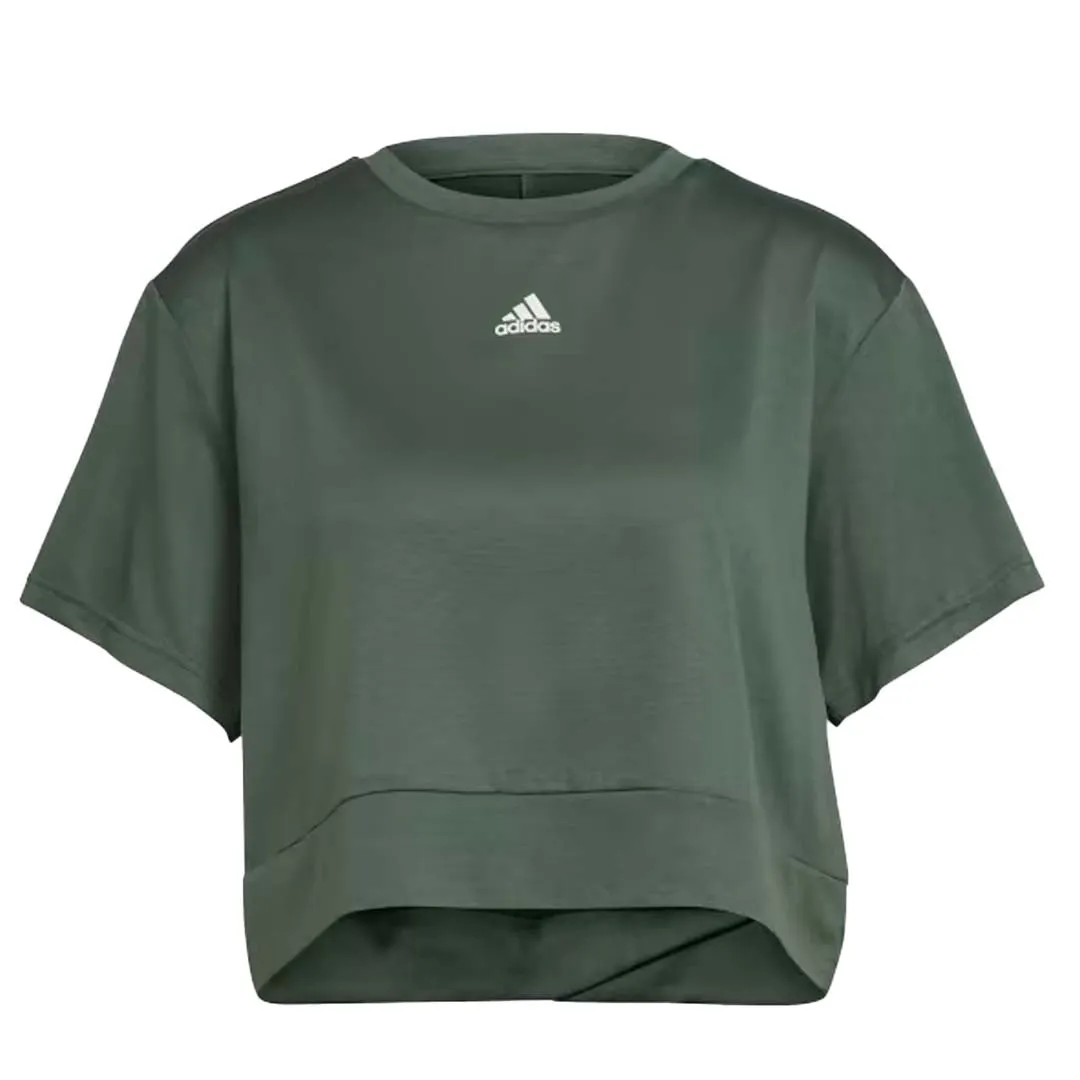 adidas - Women's Aeroready Studio Loose Crop T-Shirt (HM8718) Odor control Street Comfort Fit
