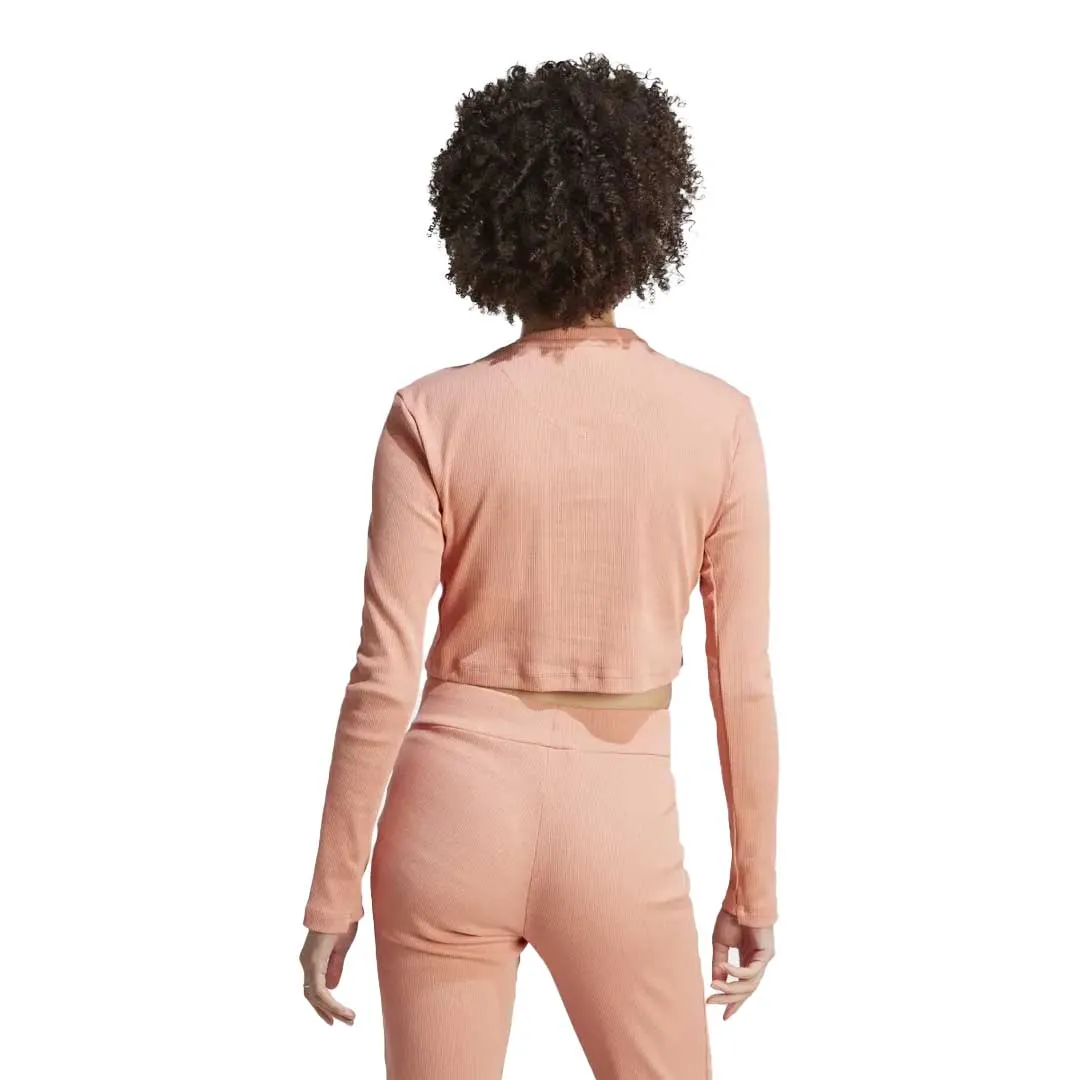 adidas - Women's Lounge Ribbed Crop Long Sleeve T-Shirt (IJ8471) HighCollarDesign Hypoallergenic Fibers