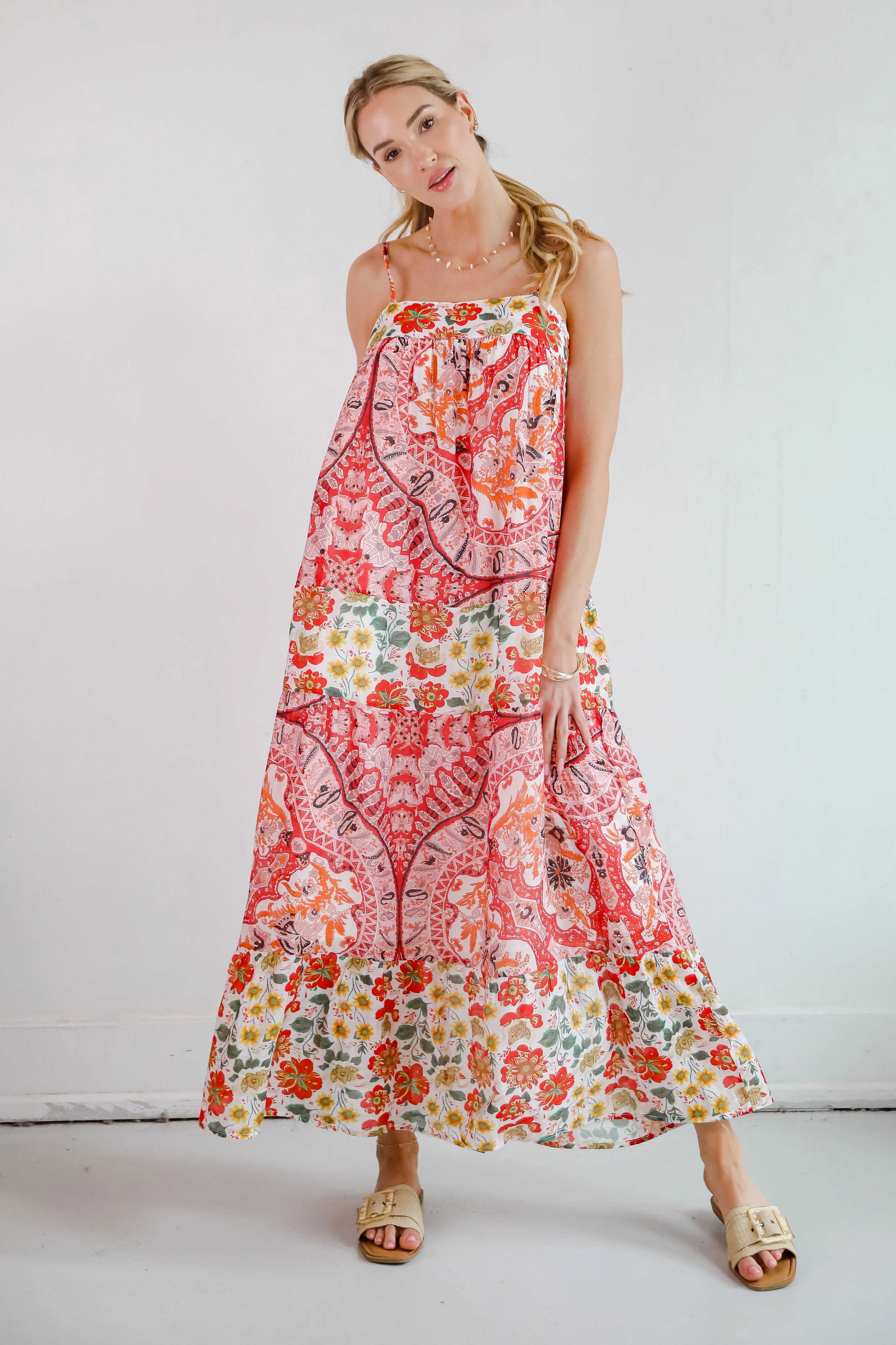 FINAL SALE - Everlasting Bliss Red Floral Maxi Dress Fall Layer