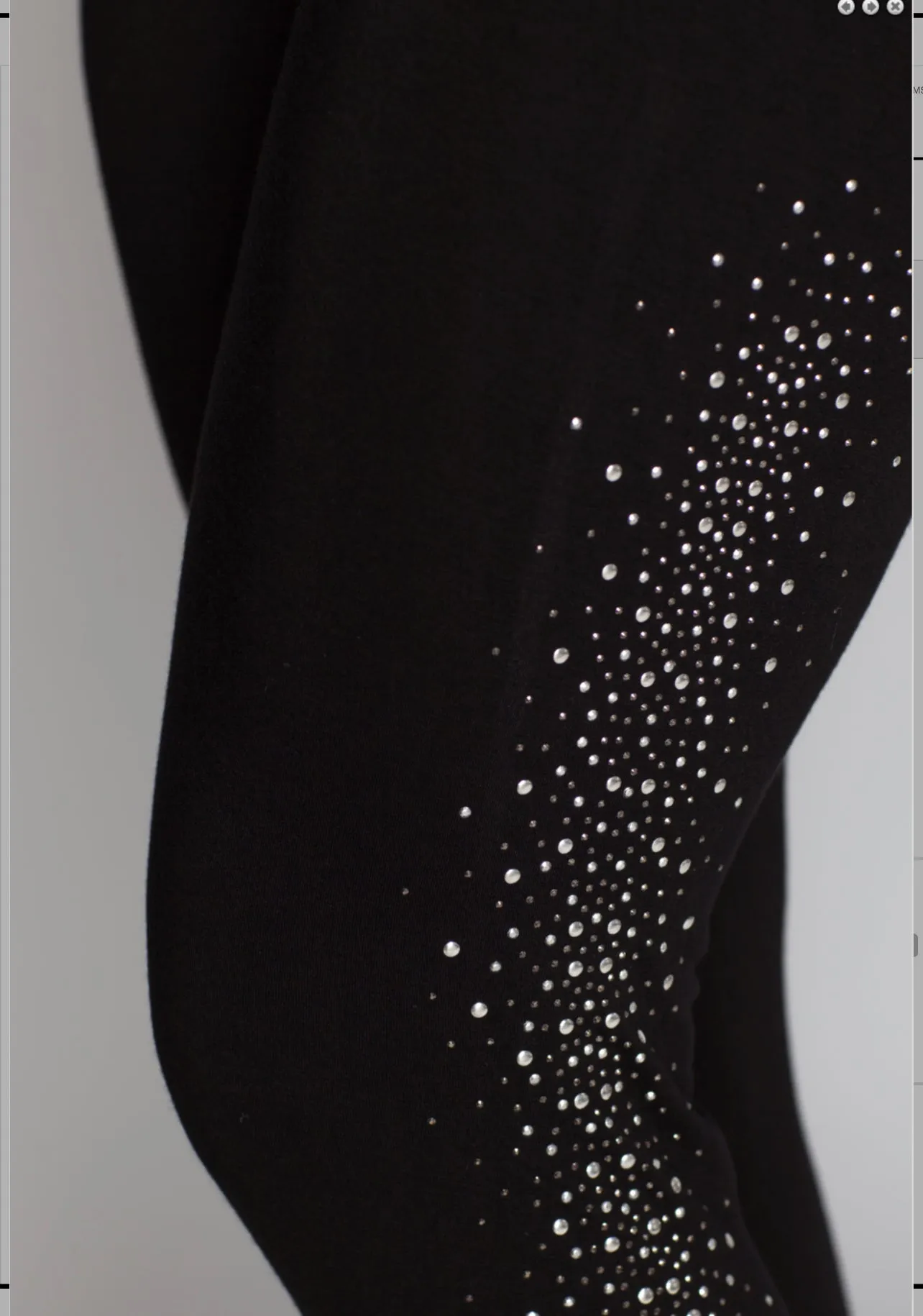 Black Knit Leggings w/ Stone Details Comfort Stretch