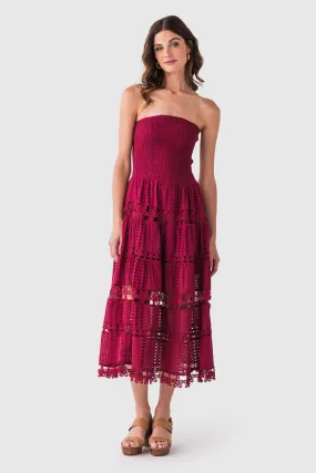 Minimal Design Wedding-Guest Strut & Bolt Eyelet Lace Tube Dress