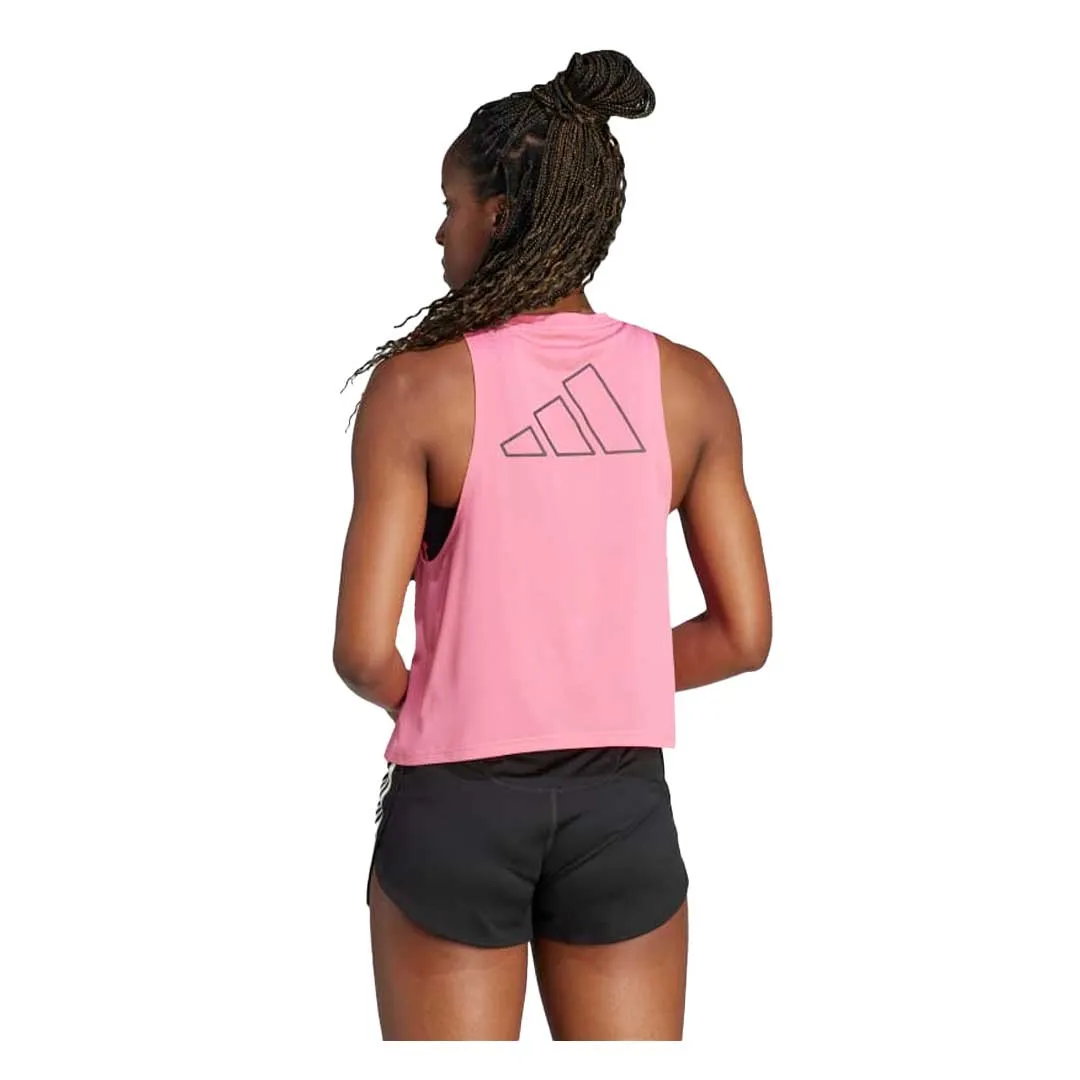 adidas - Women's Run Icons 3-Bar Tank Top (IL1759) Reflective Safety Details Concealed Zippers