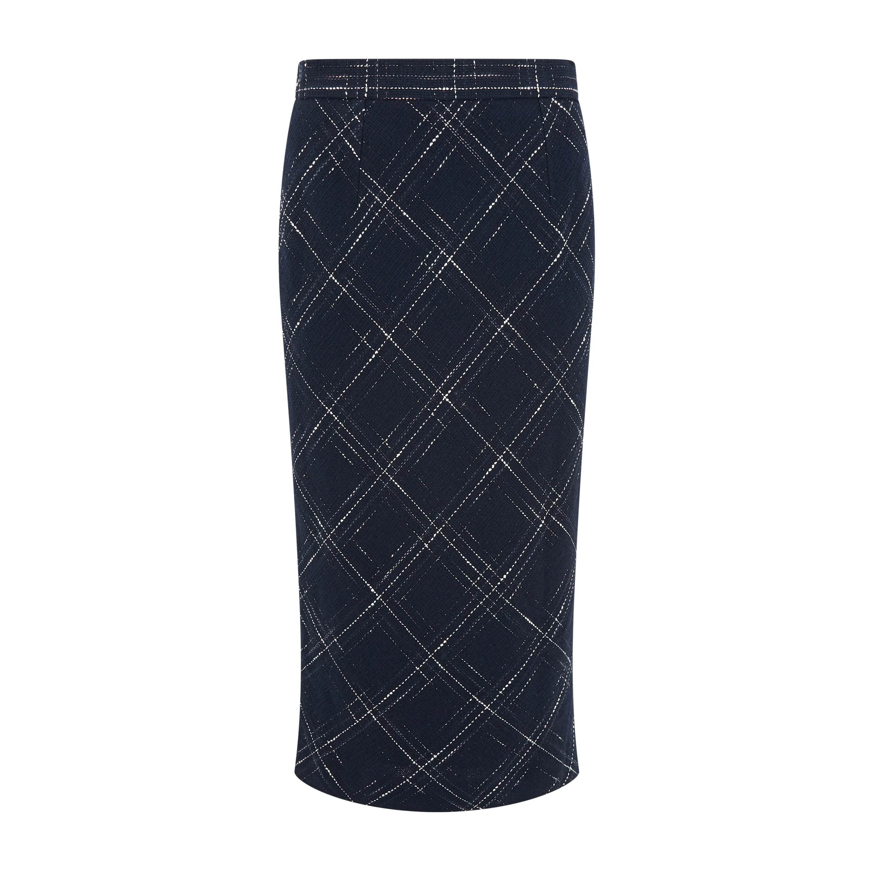 Fold Over Design Verne Check Tweed Pencil Skirt