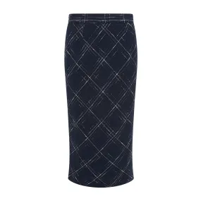 Verne Check Tweed Pencil Skirt Texture Focus