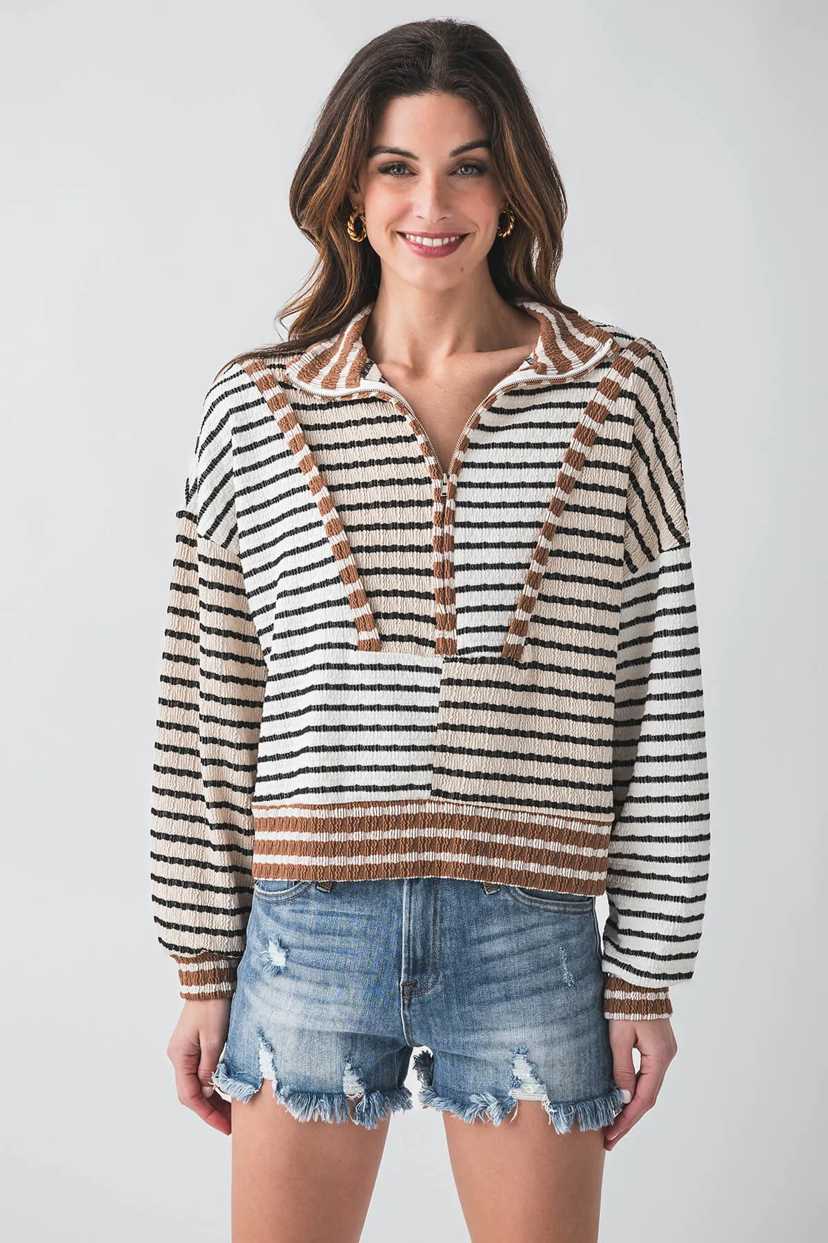 Bucketlist 1/4 Zip Stripe Sweatshirt design trend Unisex Apparel