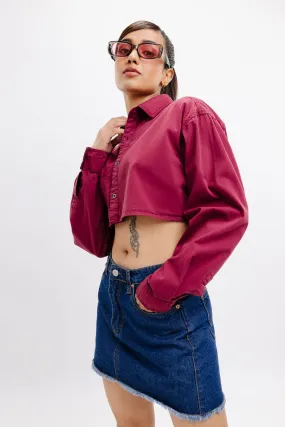 Burgundy Full Sleeves Crop Shirt Non-Iron Spring Break
