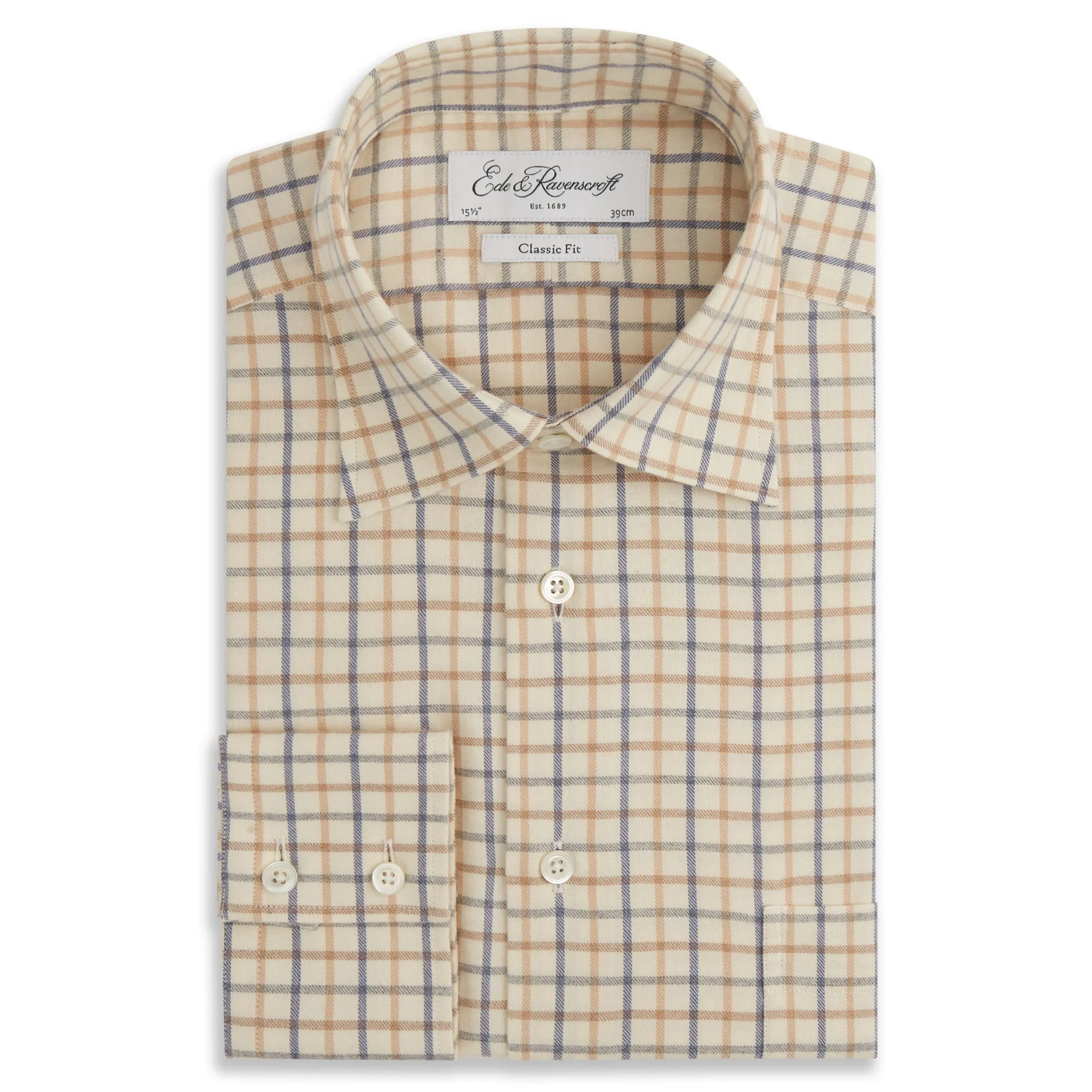 Comfy Layer Odor Control Technology Aragon Beige Cotton Cashmere Check Shirt