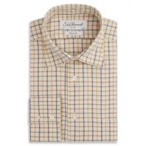 Comfy Layer Odor Control Technology Aragon Beige Cotton Cashmere Check Shirt