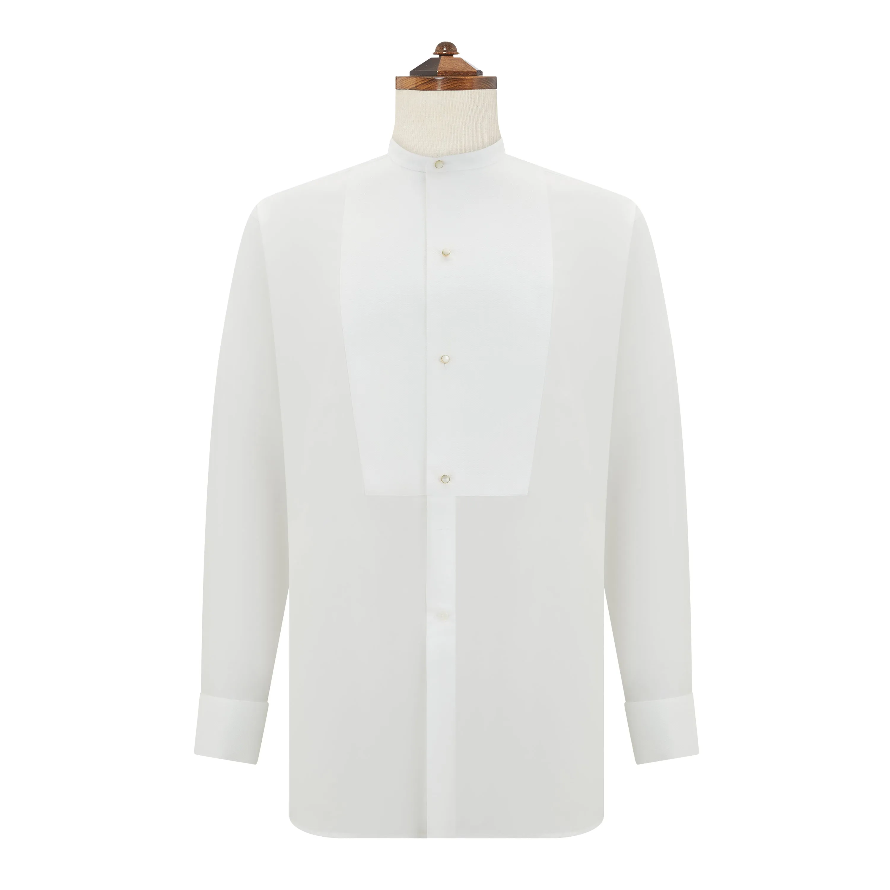 Simple Style Anti Pilling Treatment Delaney White Stiff Bib Tunic Collar Shirt