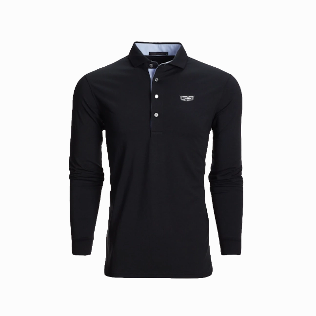 Cadillac Men's Long Sleeve Polo by Greyson Placket Reinforcement Barrel Cuff Design