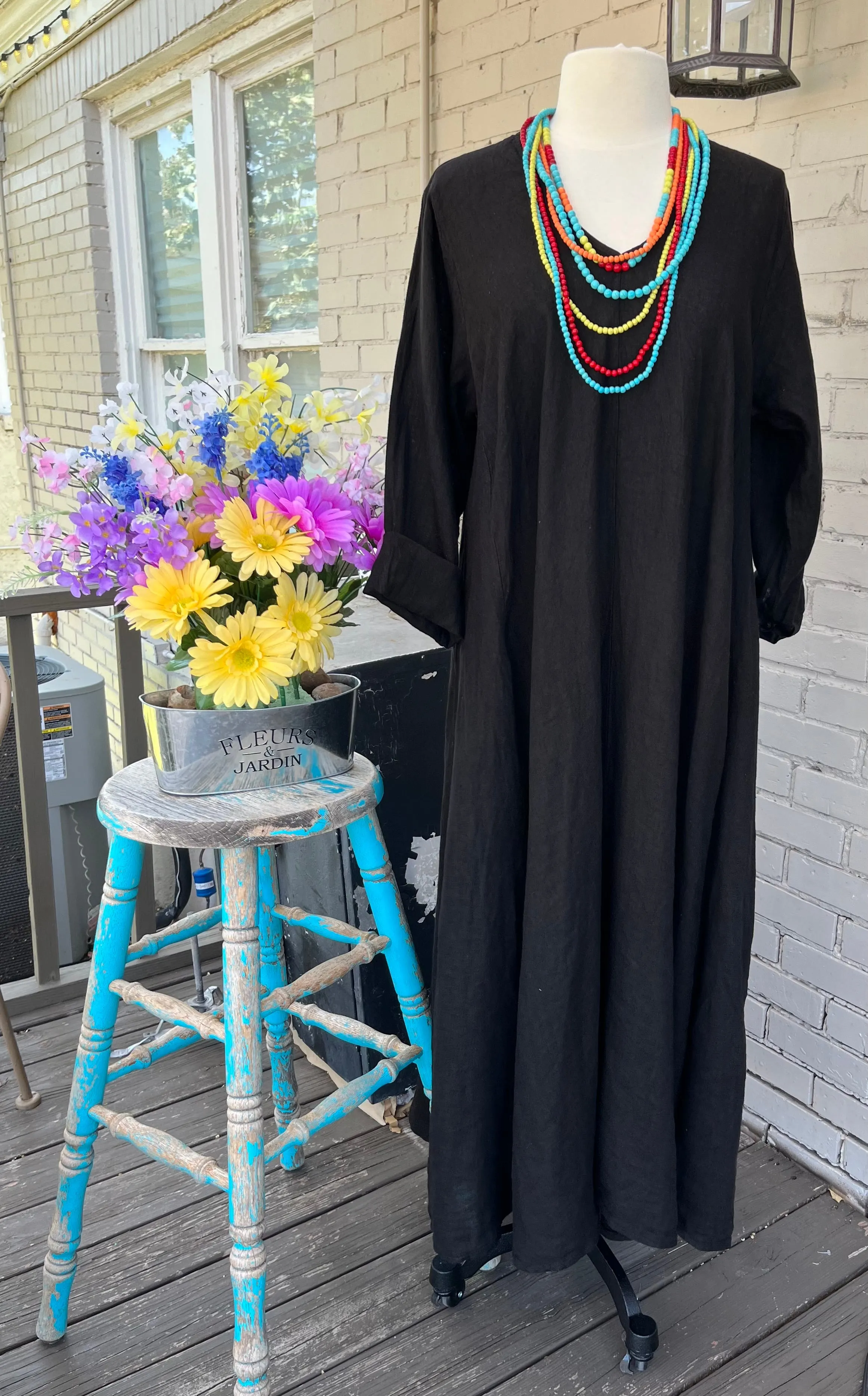 Party Safe Travel Essential Black Washed Linen Dress