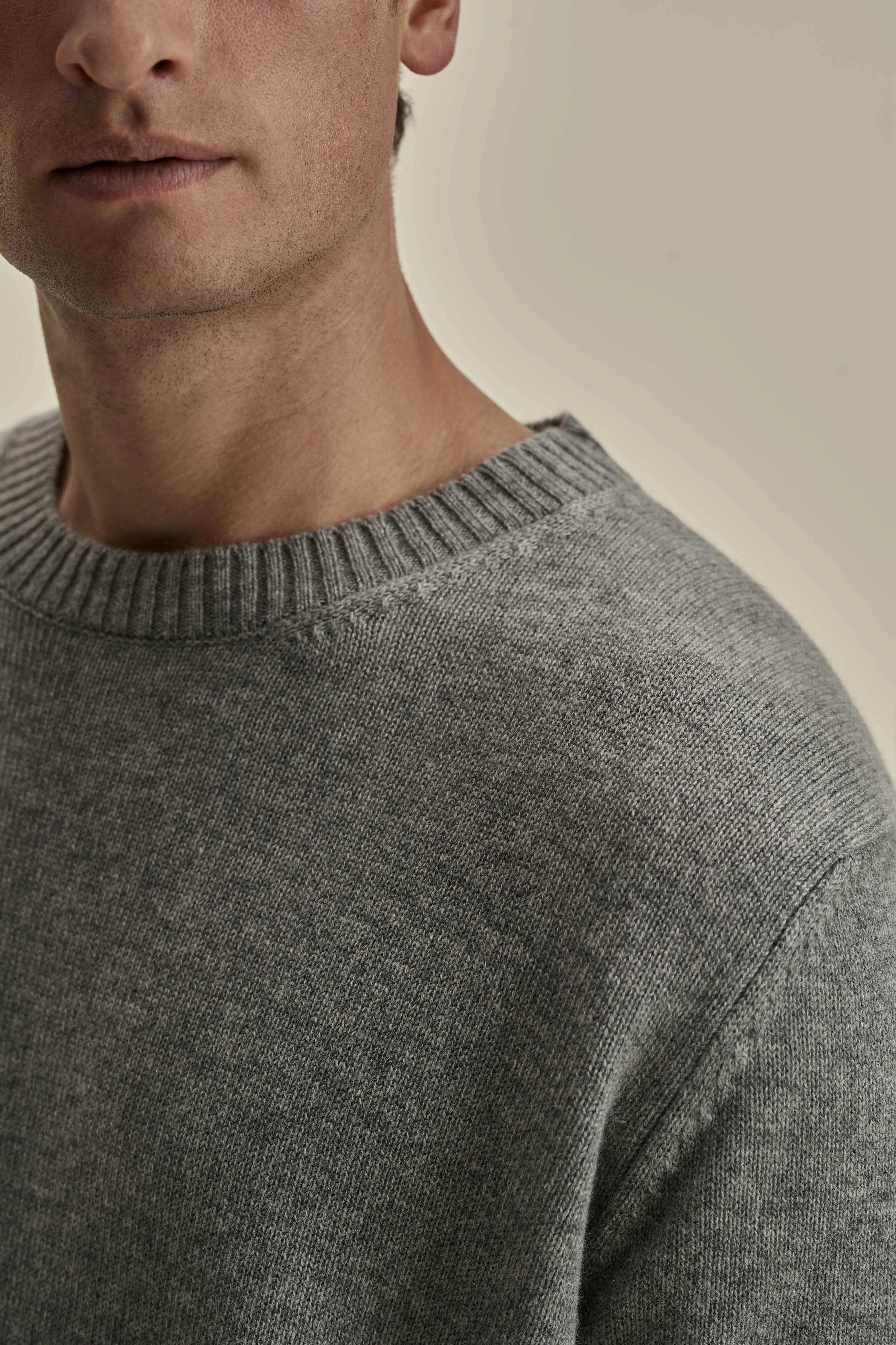 DenseKnit Fabric Cashmere Crew Neck Sweater