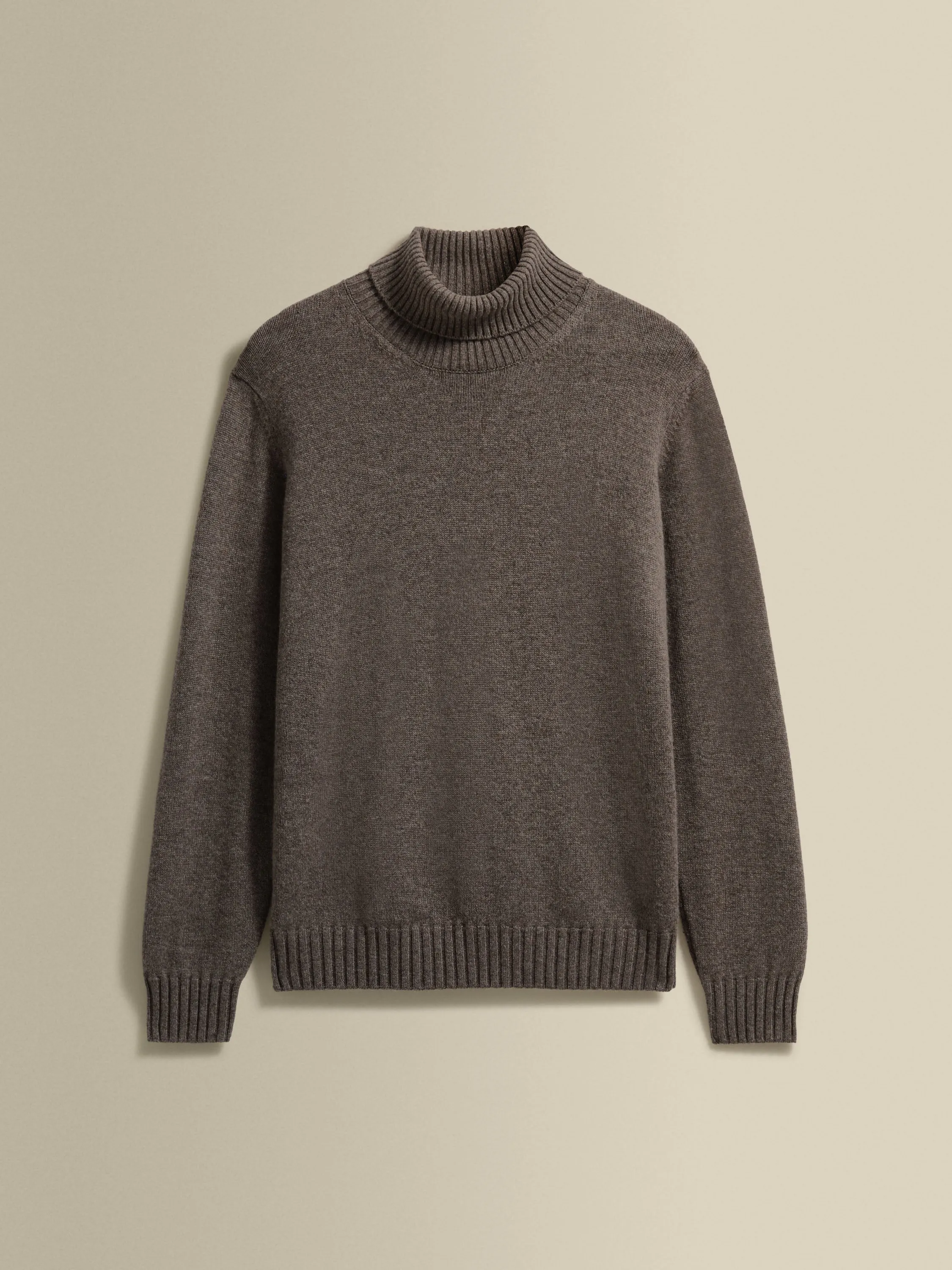 Compact Weave Fresh Layer Cashmere Roll Neck Sweater
