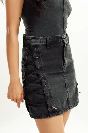 Timeless Piece Charcoal String Up Skirt