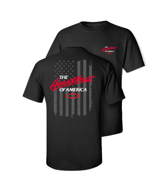 Chevy Heartbeat Of America USA Flag T-Shirt Light Casual