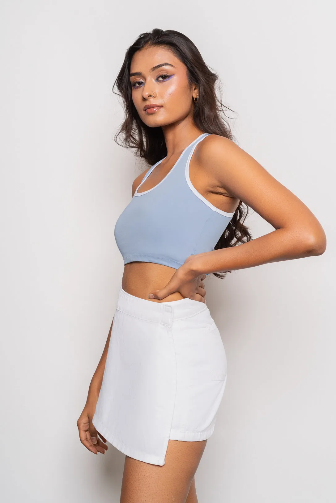 Coordinated Set White Women's Denim Skort