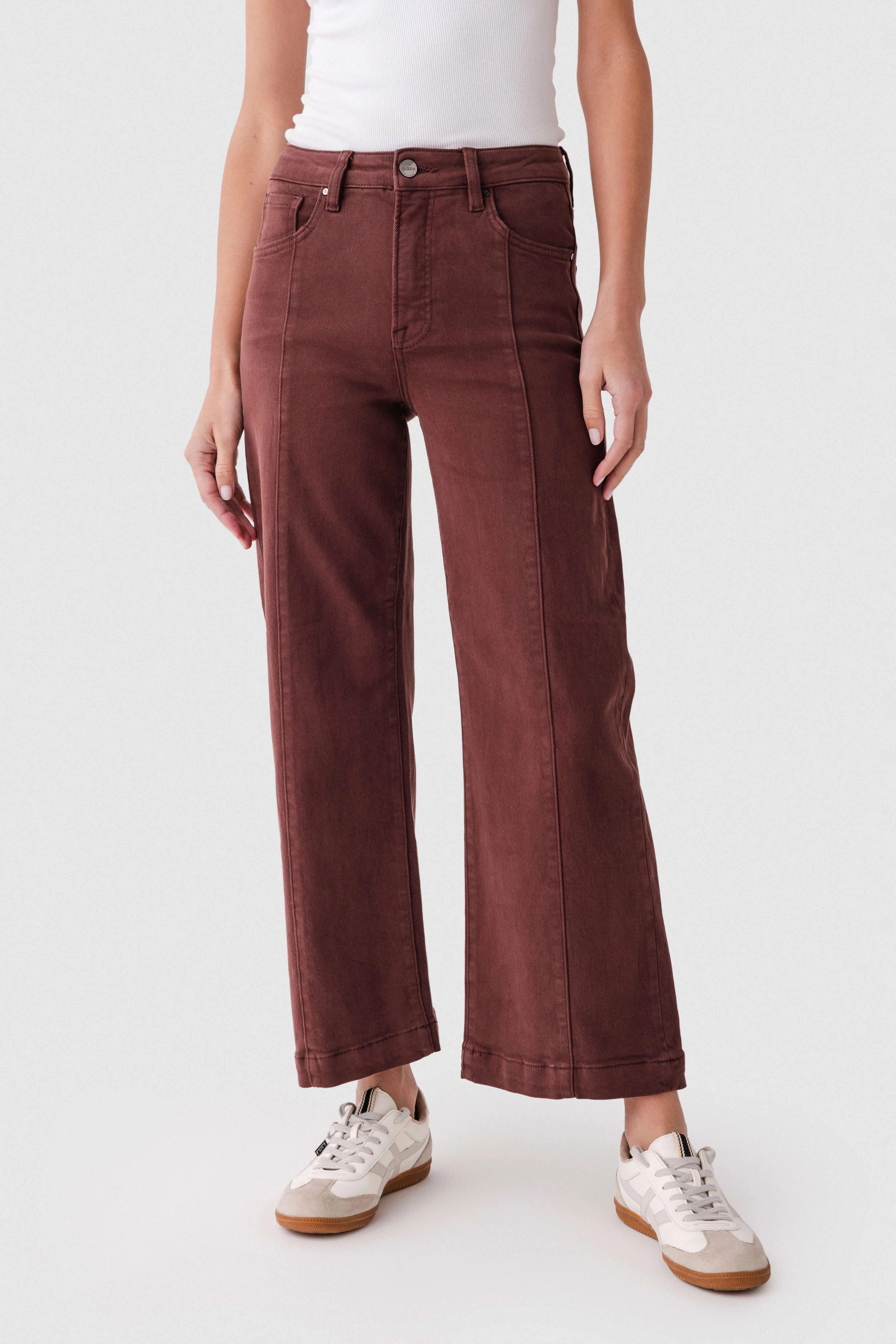 City Walk Weekend Warrior Textured Family Style Autumn Days Risen Mia High Rise Front Seam Wideleg Ankle Jeans