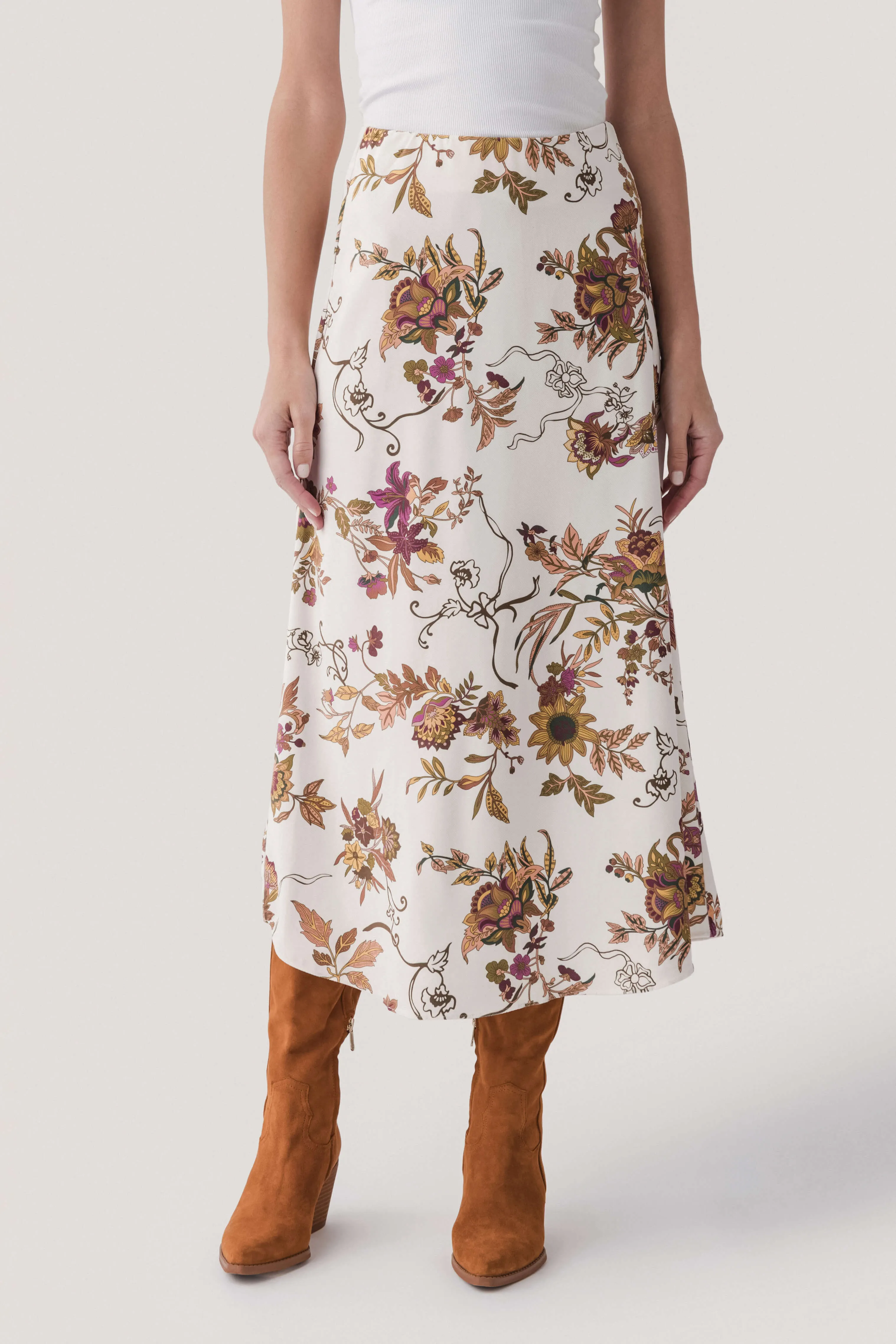 Chic casual Current Air Floral Printed Midi Skirt