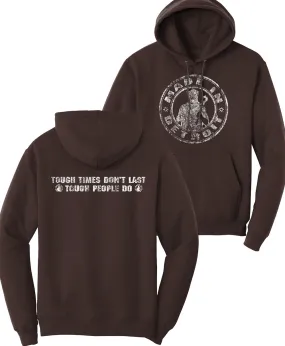 Four Way Stretch Material Comfy Fit MID Circle/Tough Times Dark Chocolate Hoodie