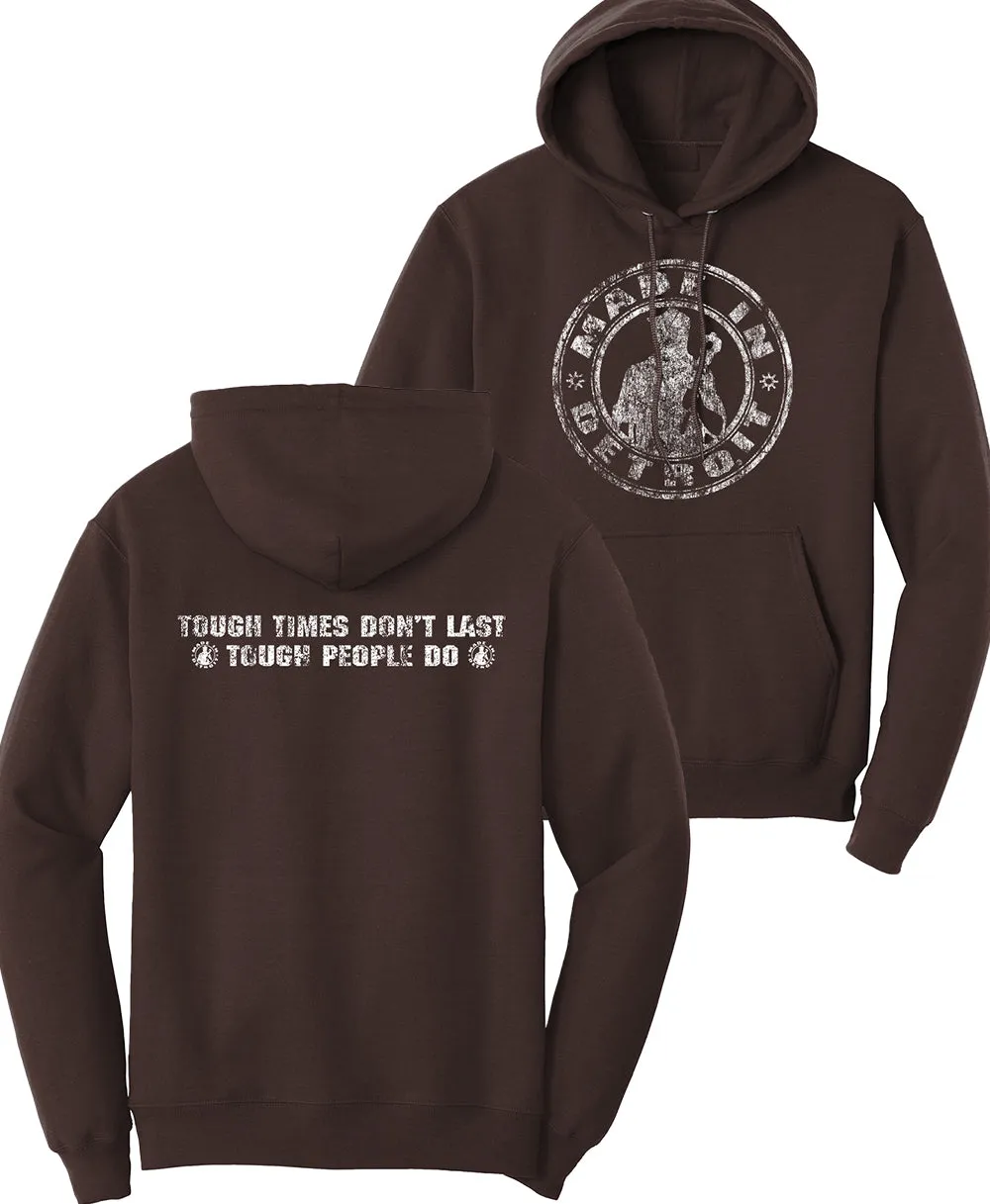 Four Way Stretch Material Comfy Fit MID Circle/Tough Times Dark Chocolate Hoodie