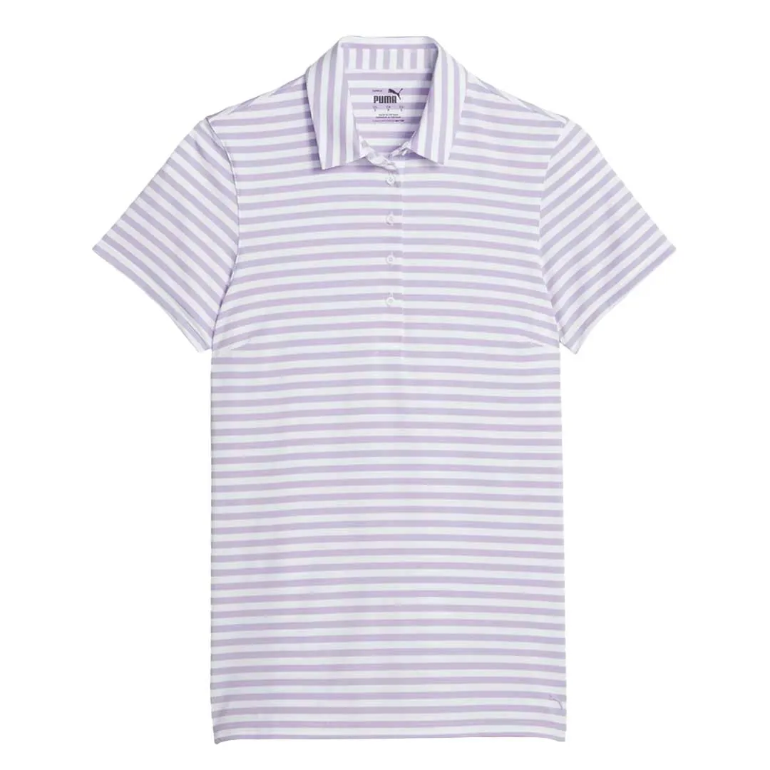 Puma - Women's MATTR Somer Stripe Short Sleeve Golf Polo (621880 06) Eco Friendly Coatings