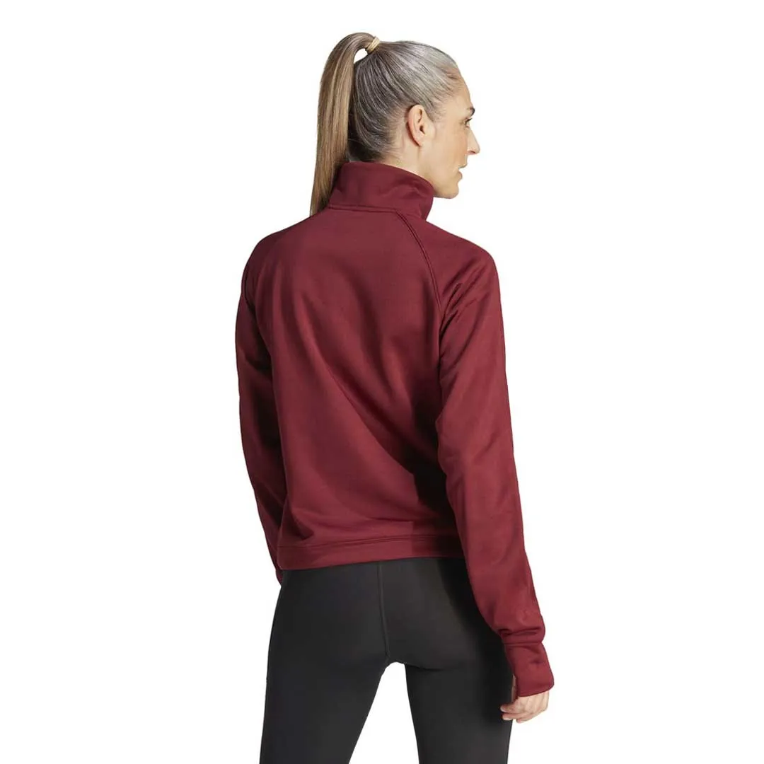 adidas - Women's Aeroready Game & Go Quarter-Zip Fleece Top (HY3225) AbrasionResistantSurface Elasticated Waistband