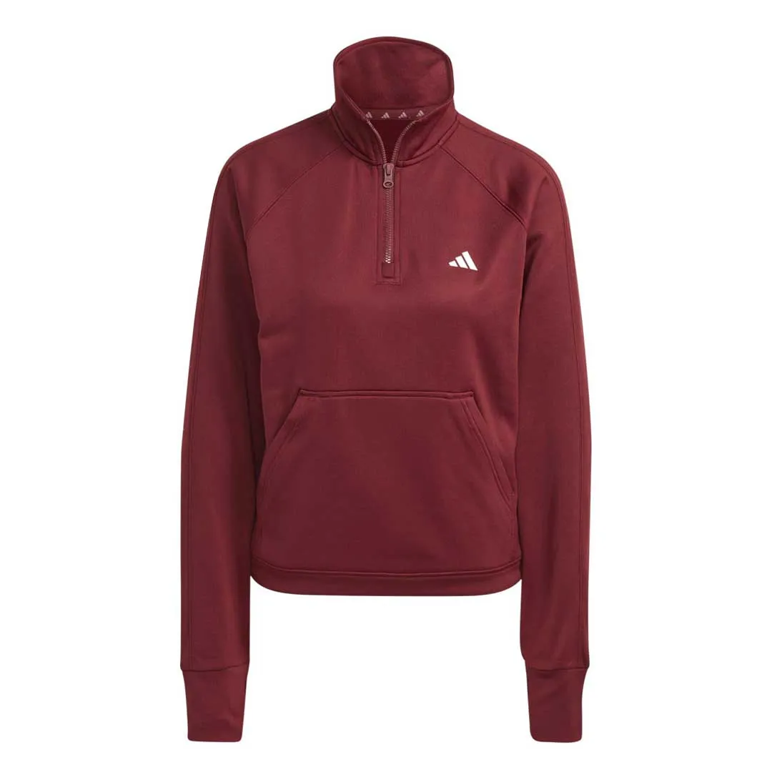Flexible Hood Design adidas - Women's Aeroready Game & Go Quarter-Zip Fleece Top (HY3225)
