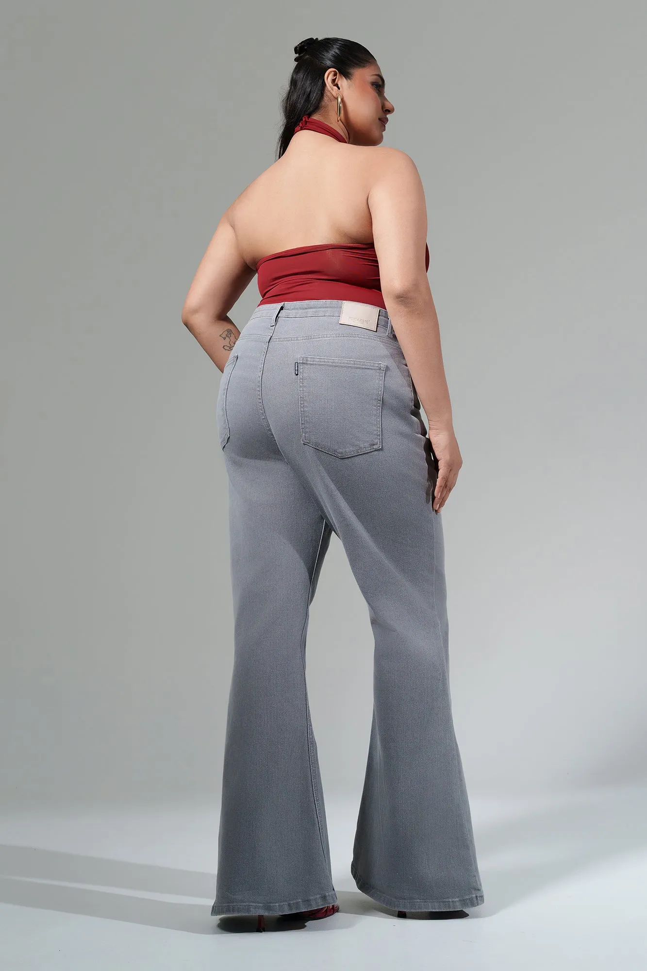 On The Go Curve Soft Grey Bootcut Jeans