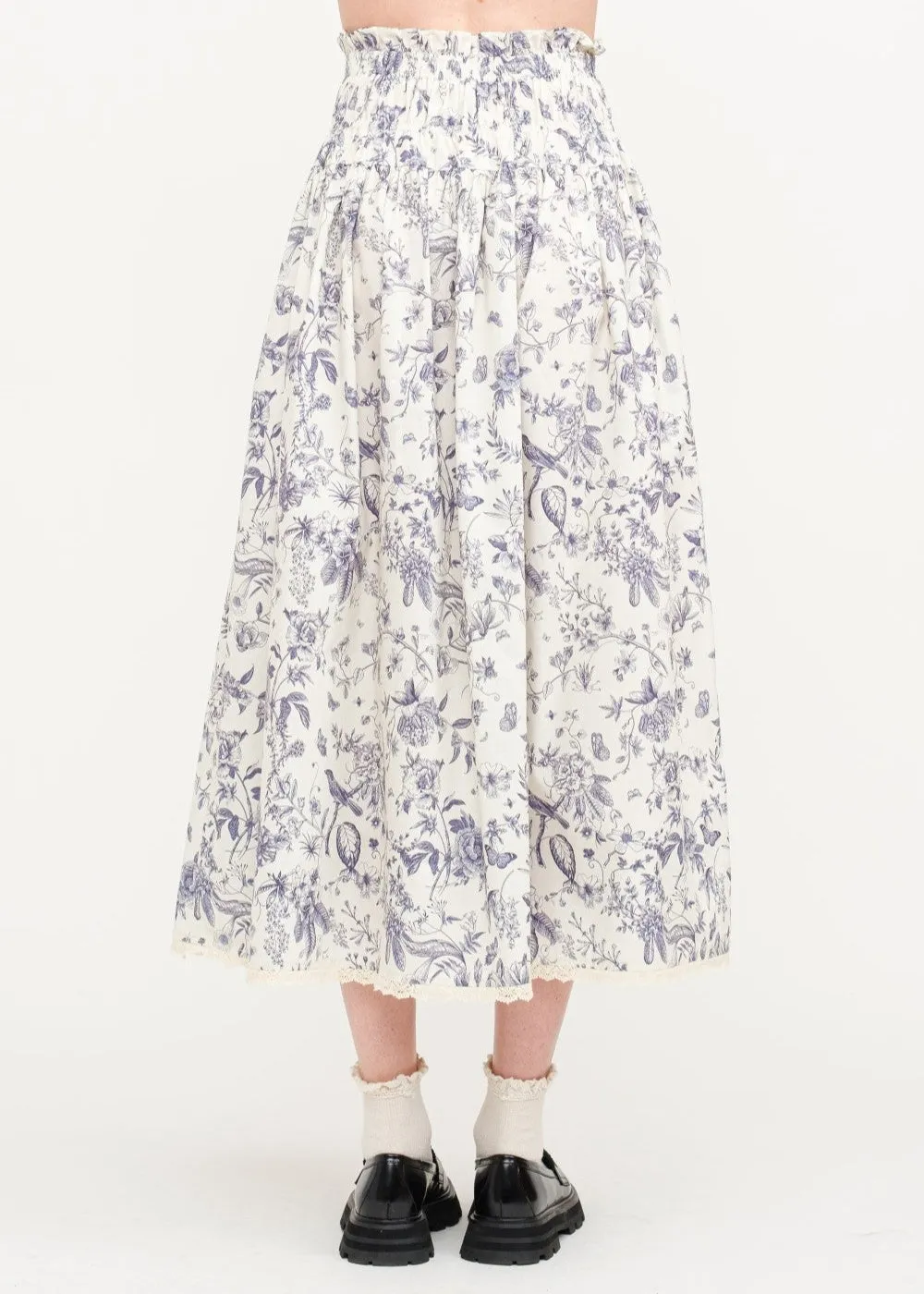 All Day Embroidered Detail AMELIE FLORAL COTTON-POPLIN MIDI SKIRT