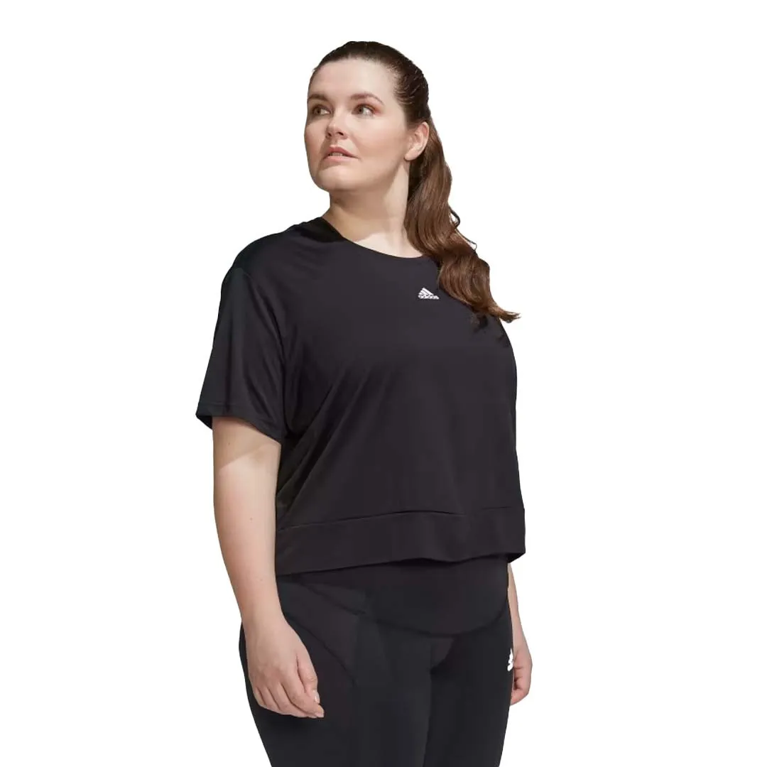 Poly Blend adidas - Women's Aeroready Studio Loose Crop T-Shirt (Plus Size) (HI5984)