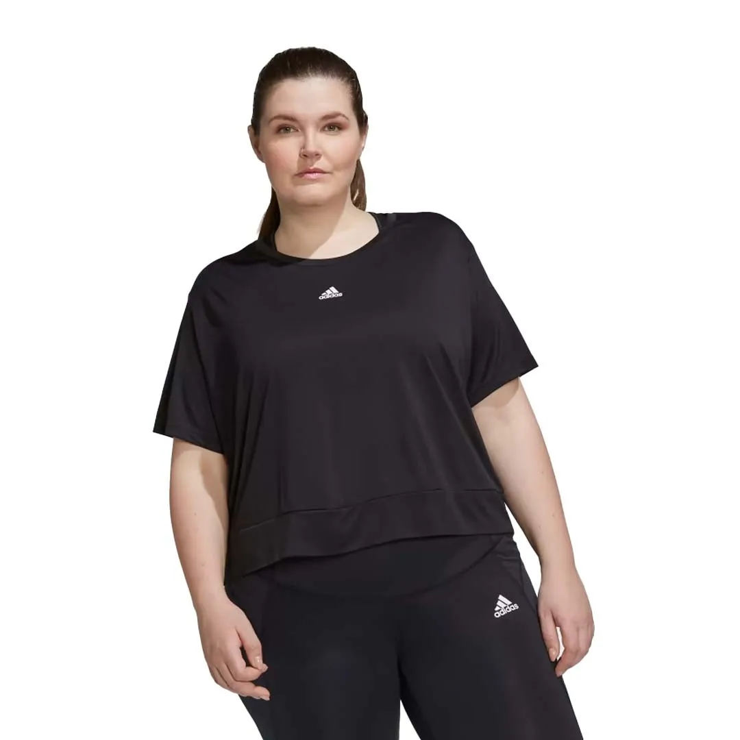 adidas - Women's Aeroready Studio Loose Crop T-Shirt (Plus Size) (HI5984) Modern Day Look Eco Certified Textiles